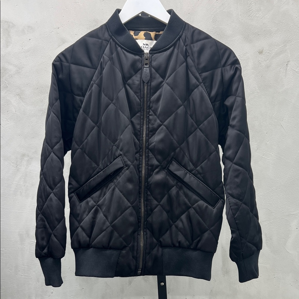 Coach Black Quilted Bomber Jacket